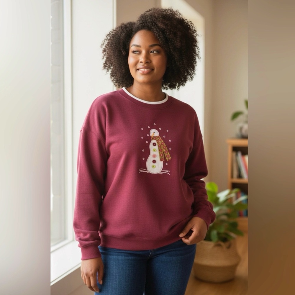 M&C Sportswear Pullover Snowman Layered-Look Sweatshirt